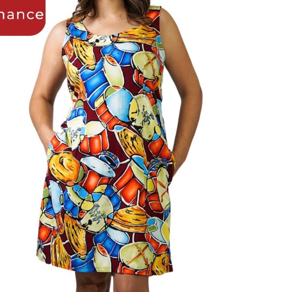 BayouWear Jazz Fest Rag Print Drums Sun Dress